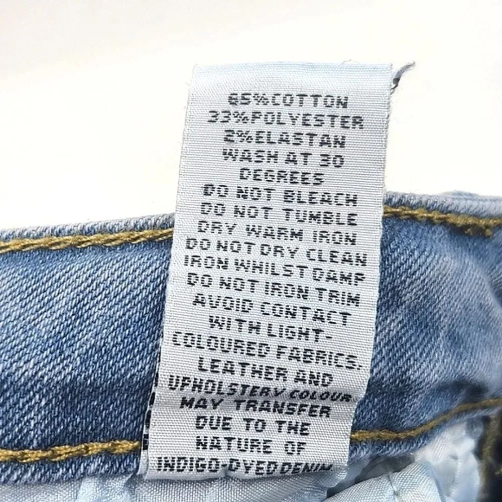 Boohoo Tall High Waist Distressed Blue Denim Skinny Jeans Women's US Size 6